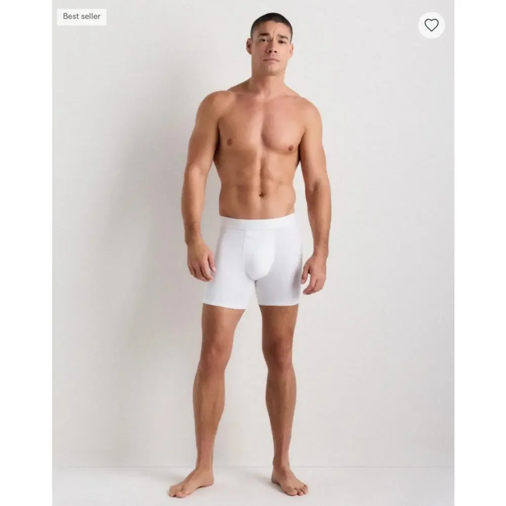 Quince Men’s Organic Cotton Stretch Boxer Briefs 3 Pack White M NWT